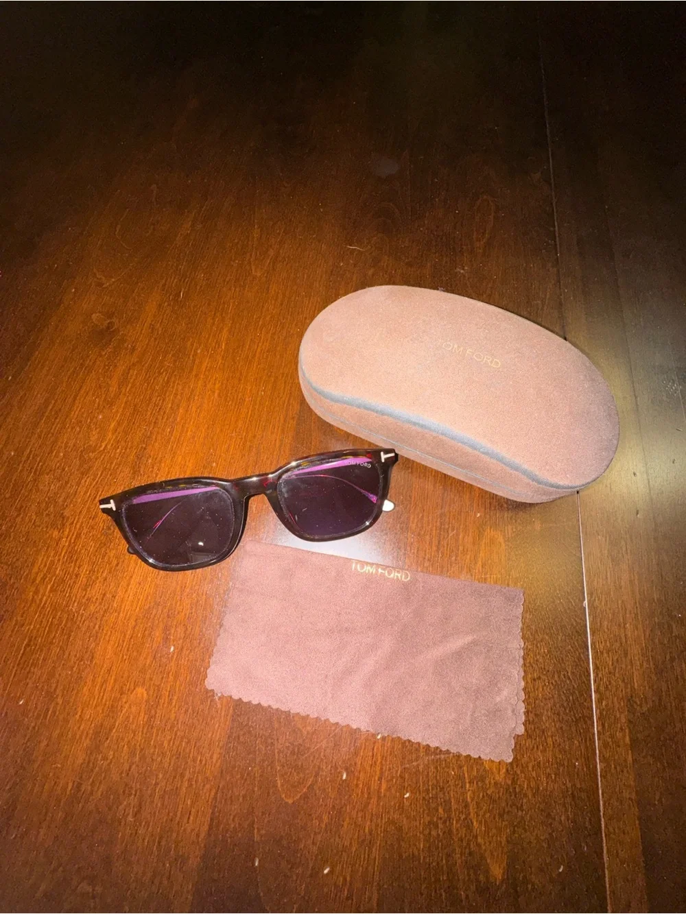 Tom Ford Arnaud Geometric Wayfarers- Tortoise Frames, Purple Lenses, Black Hues